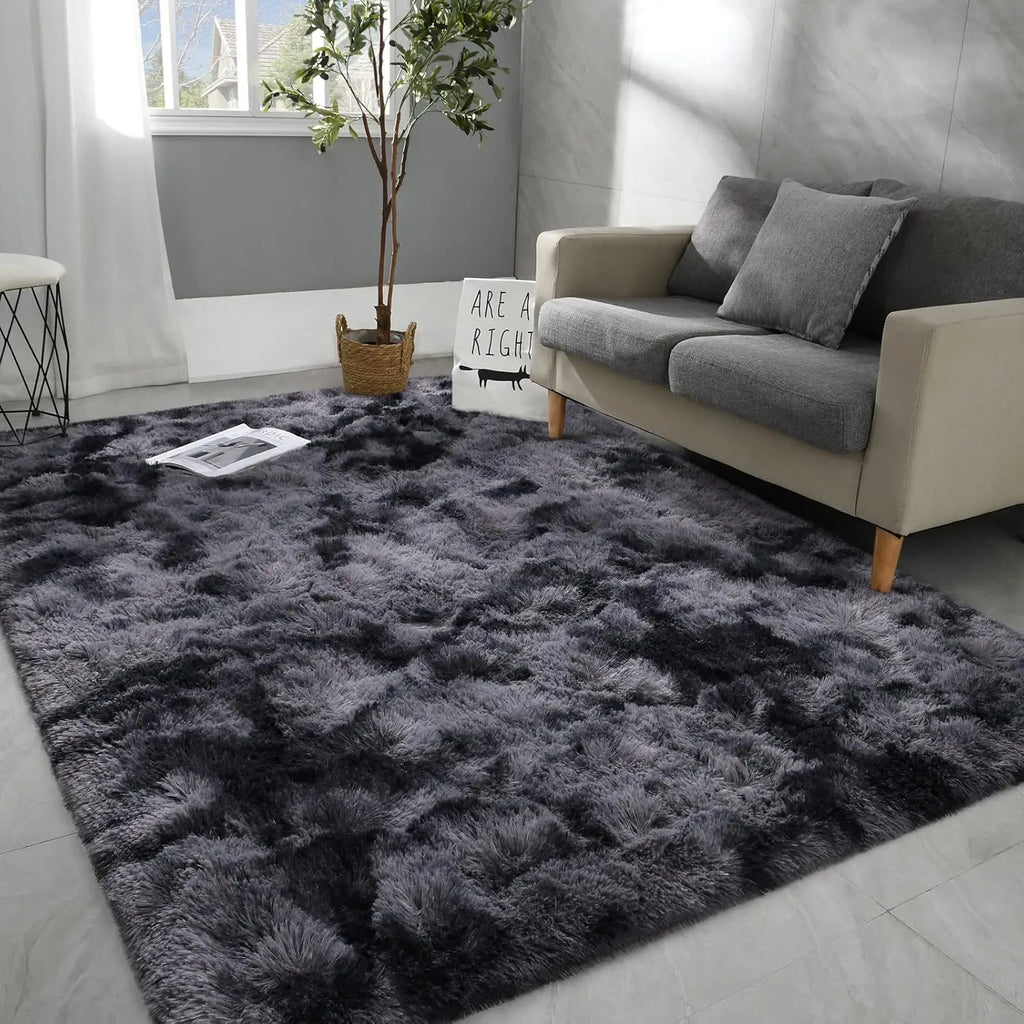 Dyed Plush Fluffy Rug - Soft Anti-Slip Carpet for Living Room & Kids Room