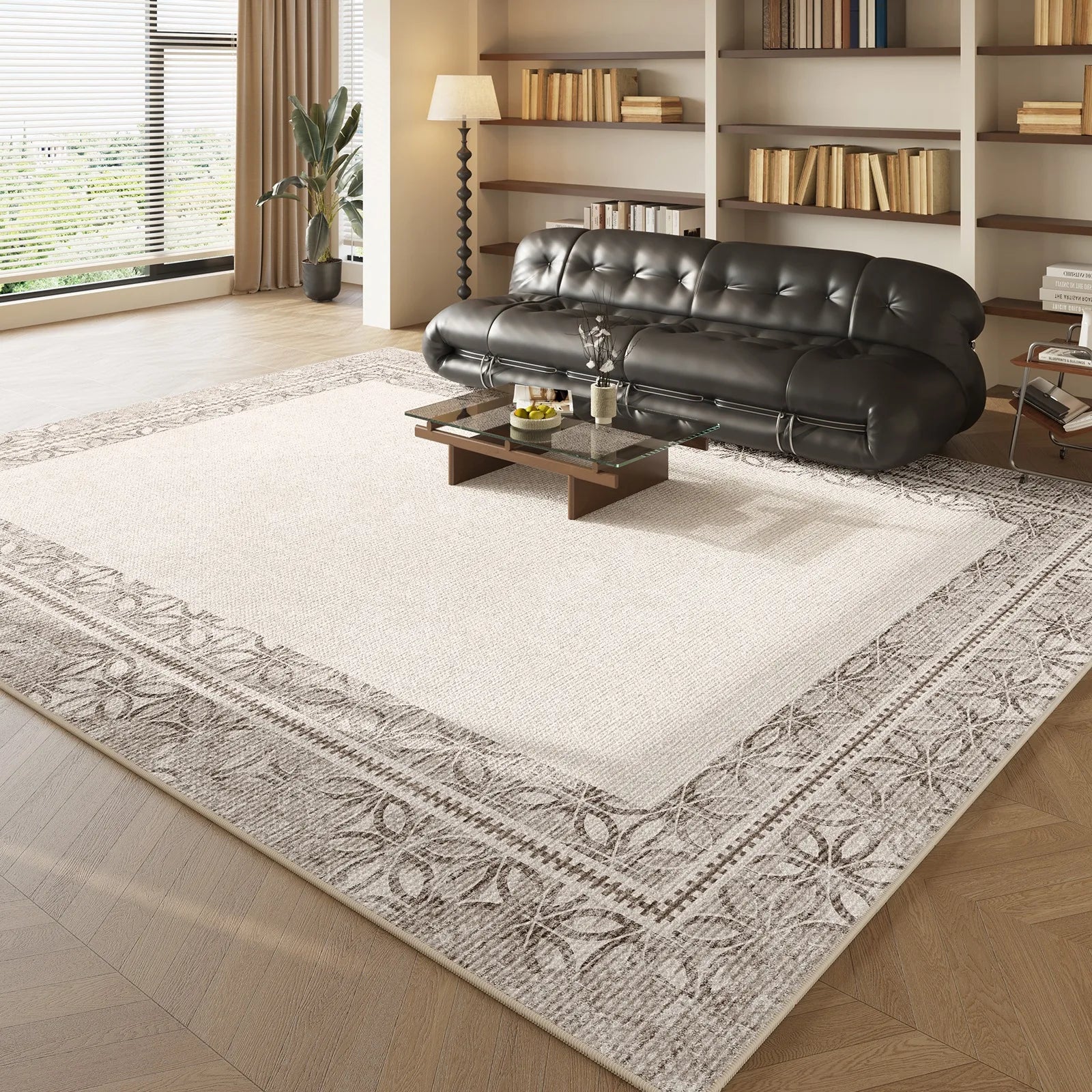 Artistic French Plush Carpet - Modern Area Rug for Living Room & Bedroom