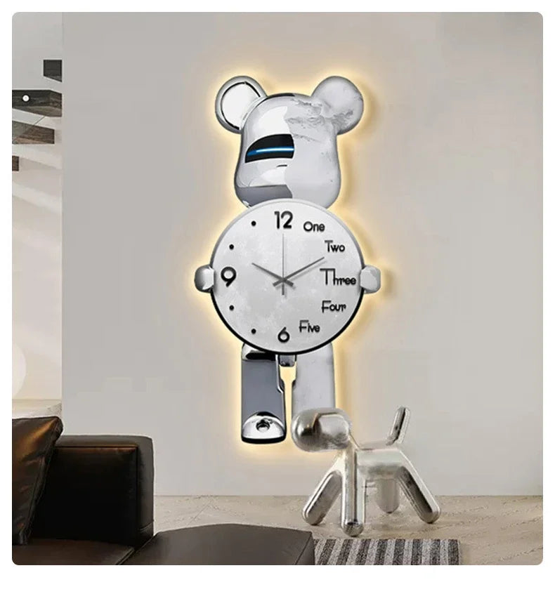 Modern LED Wall Clock - Digital Display with Ambient Lighting