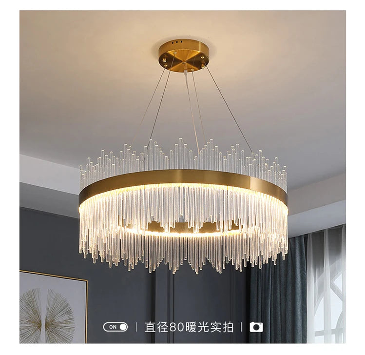Modern Luxury Drawing Room Glass Led Chandelier Dining Room Led Dimmable Pendant Lamp Lustre Gold Metal Lamp Fixtures Lamparas