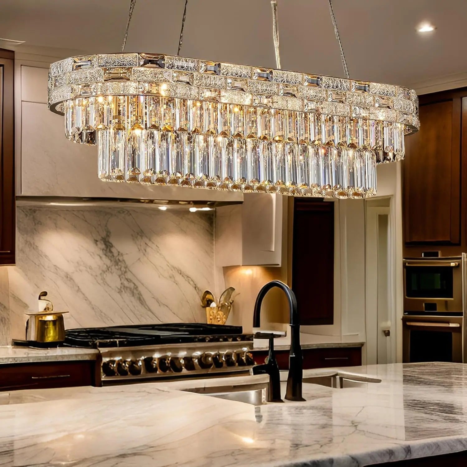 Modern Gold Crystal Chandeliers for Dining Room Living Room Vila Luxury Large Chandelier Pendant Light Fixture Kitchen Island