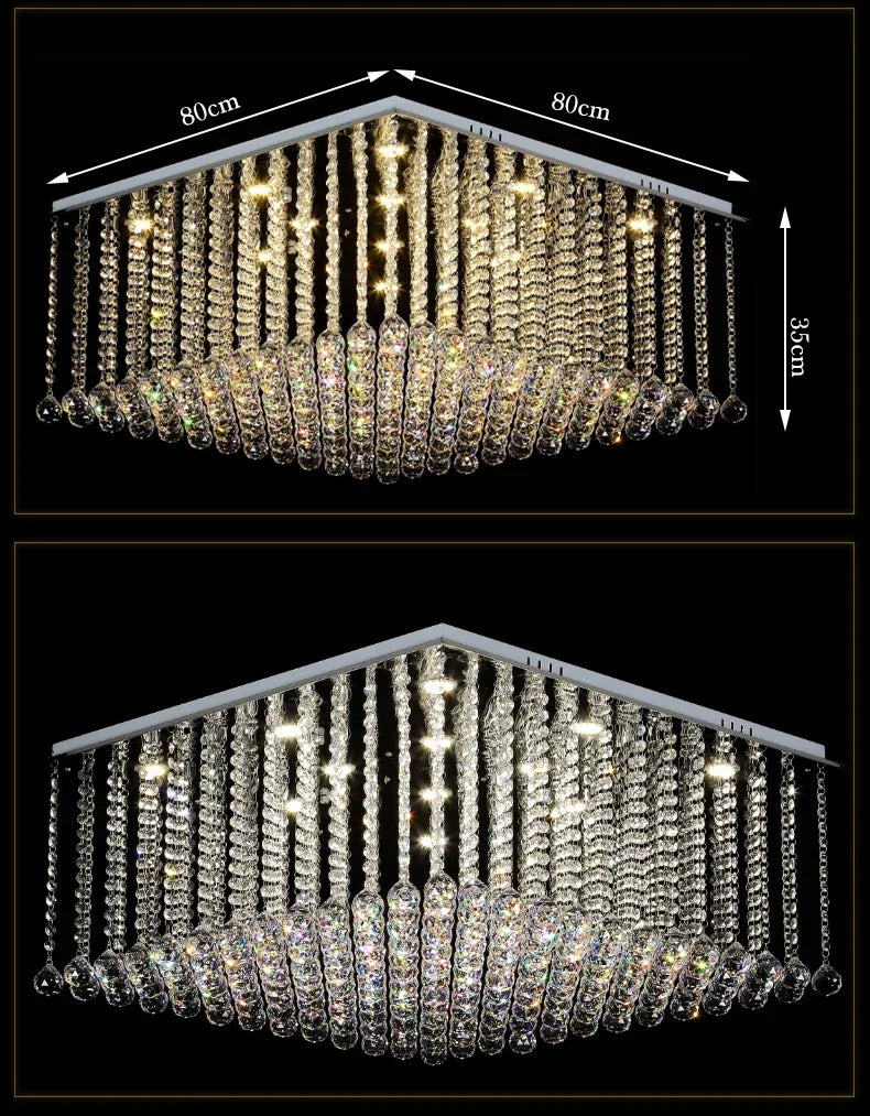 Modern Crystal Chandelier Square Luxury Lamp Indoor Hanging Lighting Equipment For Living Room Dining Room Lobby Ceiling Lustres