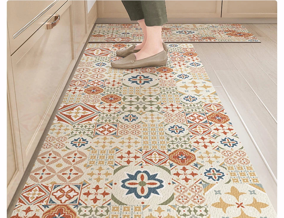 Waterproof Kitchen Floor Mat - Oil-Proof PVC Carpet Runner for Kitchen & Hallway