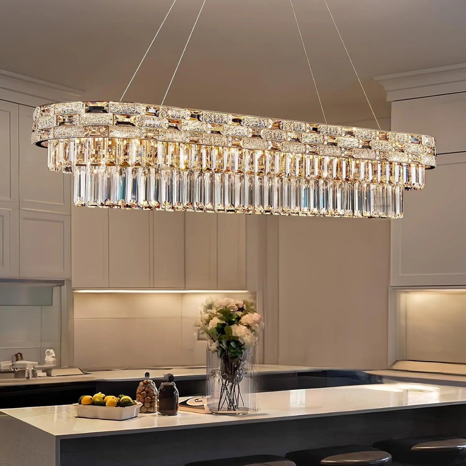 Modern Gold Crystal Chandeliers for Dining Room Living Room Vila Luxury Large Chandelier Pendant Light Fixture Kitchen Island
