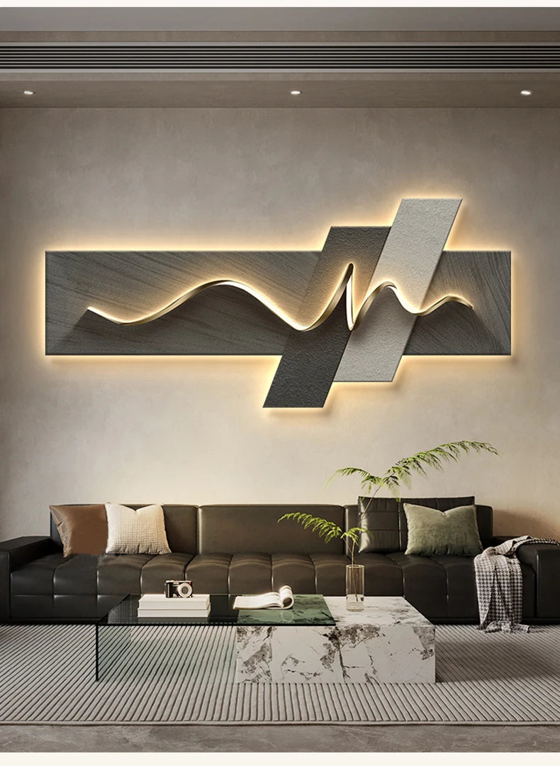 LED Ambient Light Painting - Modern Luxury Sofa Background Wall Art