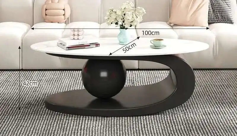 Italian Luxury Oval Coffee Table - Rock Board Top