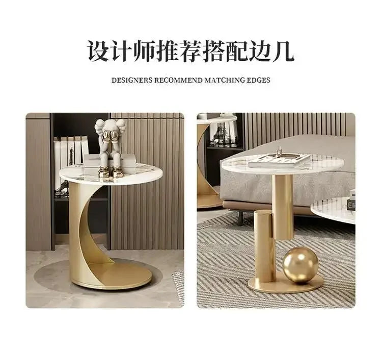 Modern Marble Effect Coffee Table - Nordic Oval Design