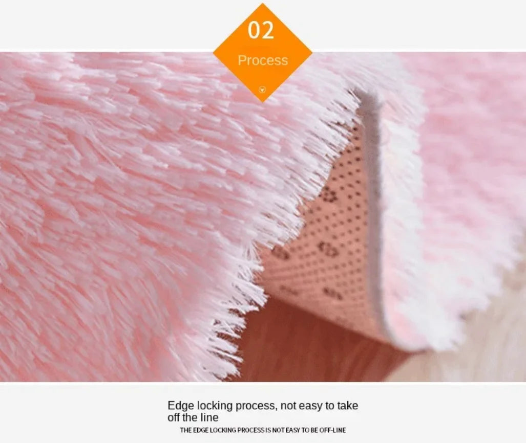 Dyed Plush Fluffy Rug - Soft Anti-Slip Carpet for Living Room & Kids Room