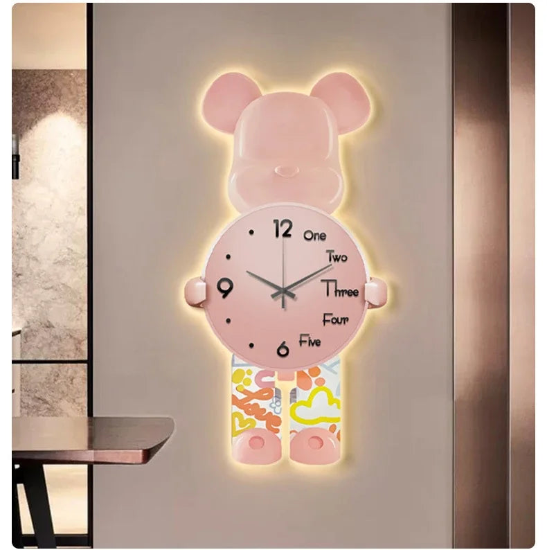 Modern LED Wall Clock - Digital Display with Ambient Lighting