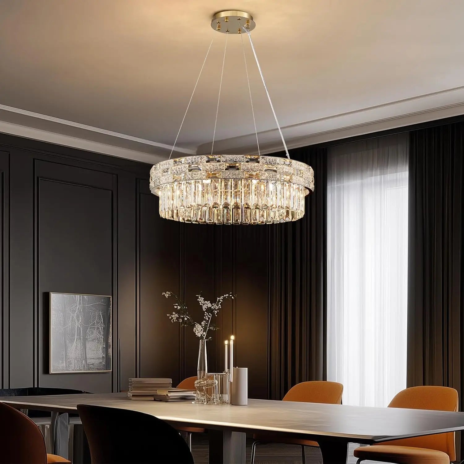 Modern Gold Crystal Chandeliers for Dining Room Living Room Vila Luxury Large Chandelier Pendant Light Fixture Kitchen Island