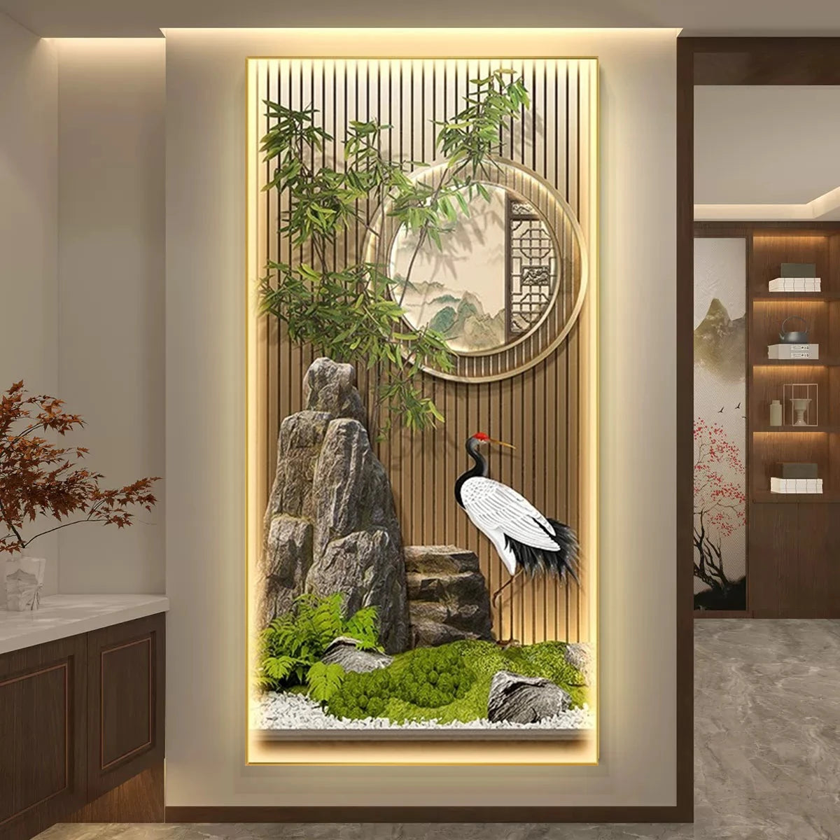 Bamboo LED Wall Art - Landscape Scenery Decorative Painting with Lights