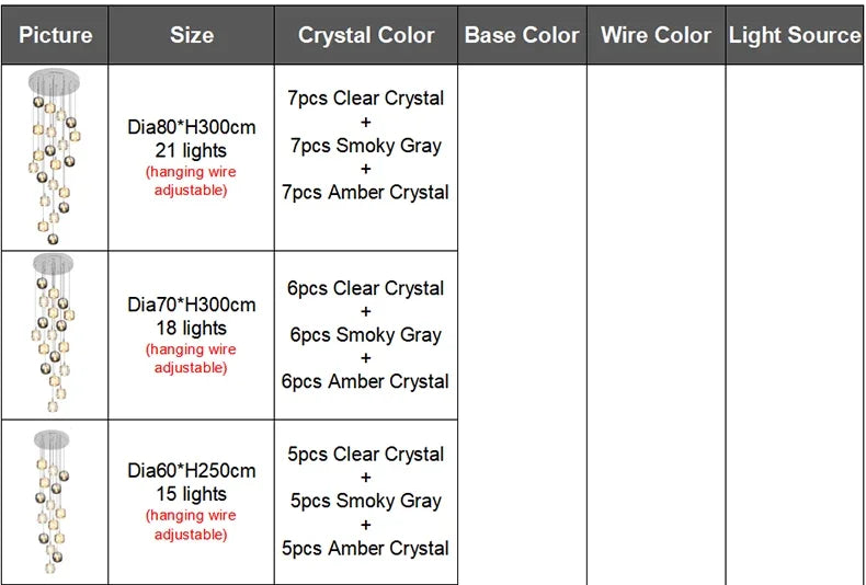 Luxury Led Staircase Chandelier Modern Home Decor Indoor Lighting Fixture Creative Amber/Smoky Grey/Clear Crystal Hanging Lamp