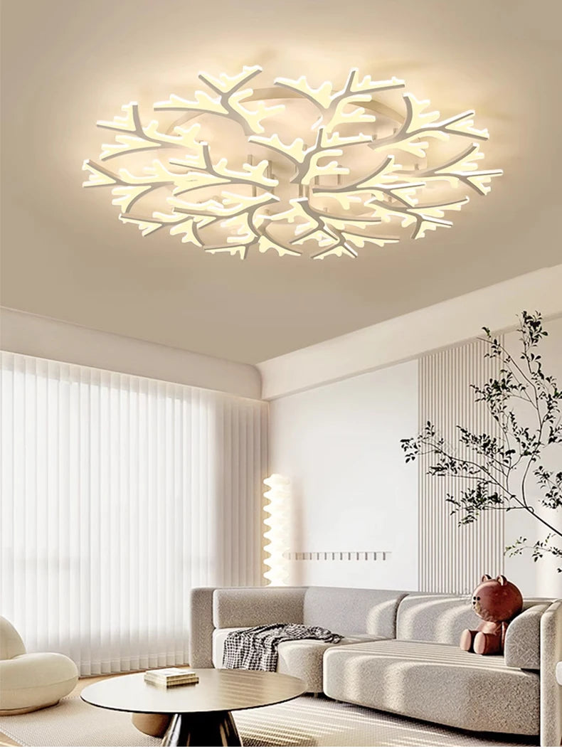 Nordic Minimalist Creative Branch Antlers Ceiling Chandelier Living Room Bedroom Indoor Lighting Led Ceiling Lamp Light Fixture