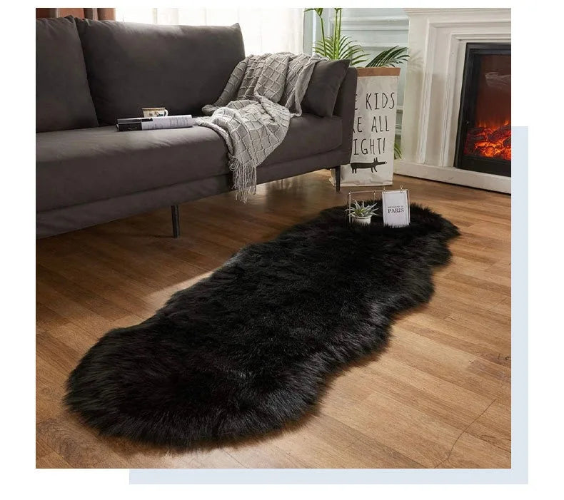 Faux Sheepskin Plush Rug - Fluffy Luxury Carpet for Bedroom & Living Room