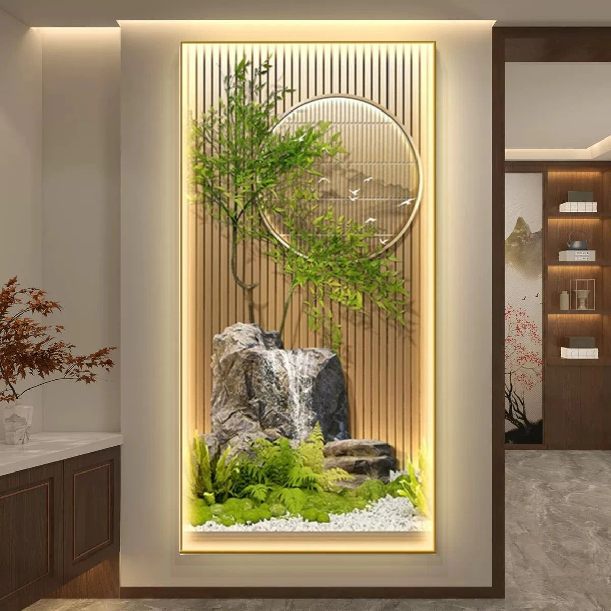 Bamboo LED Wall Art - Landscape Scenery Decorative Painting with Lights