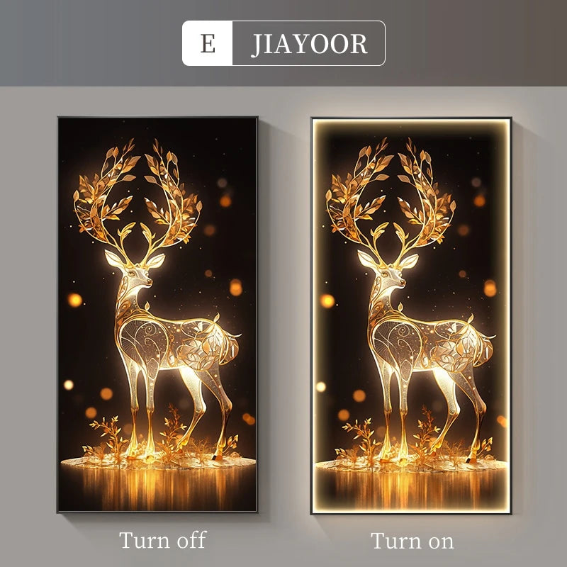 Luxury LED Crystal Porcelain Wall Lamp - Deer Design Decorative Painting