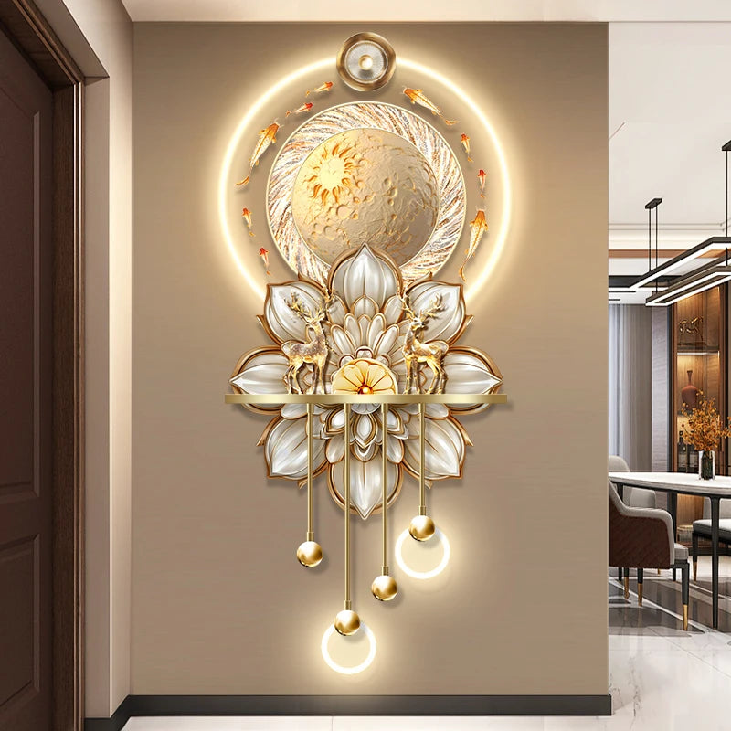 Luxury LED Wall Art - Nine Fish Design Entryway Decorative Painting