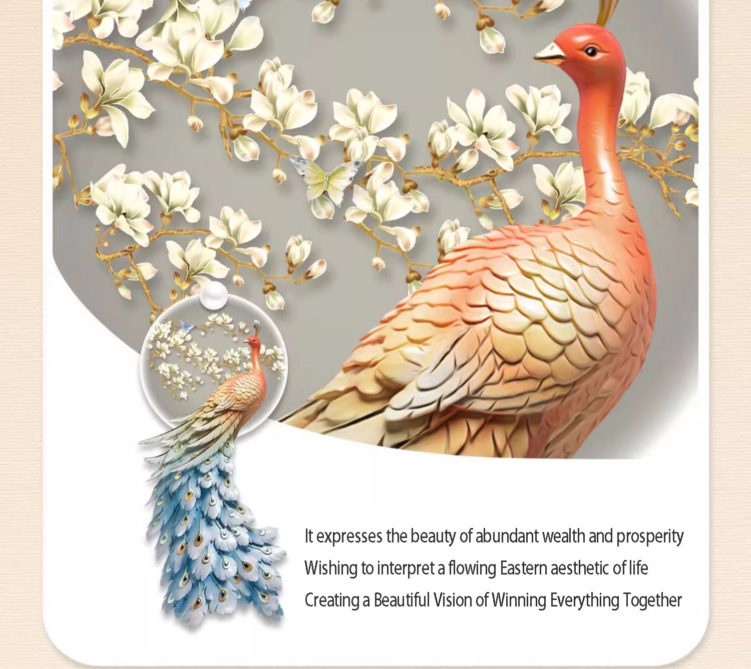 LED Peacock Wall Art - Decorative Entrance Painting with Night Light