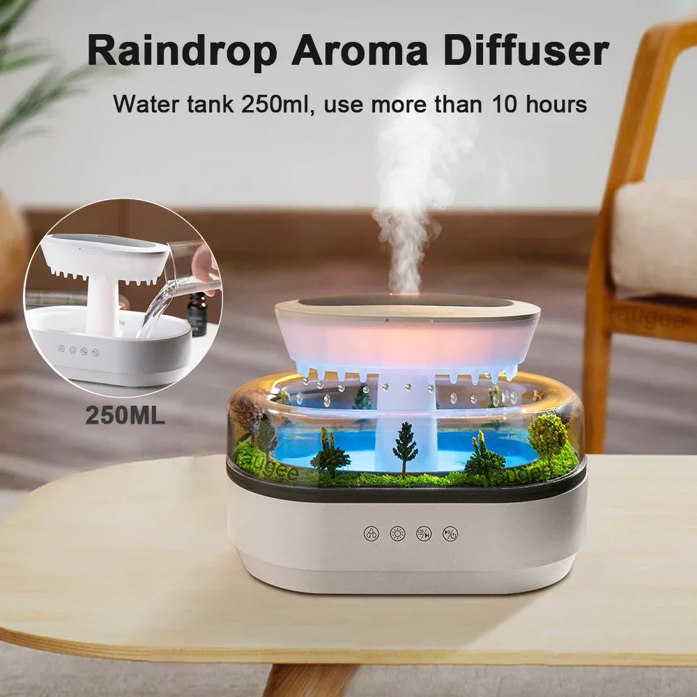 Raindrop Aroma Diffuser with LED Light & White Noise
