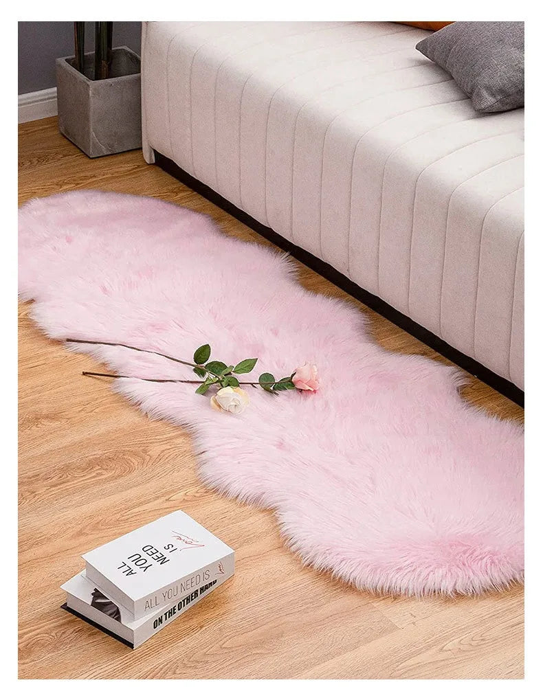 Faux Sheepskin Plush Rug - Fluffy Luxury Carpet for Bedroom & Living Room