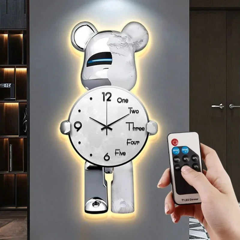 Modern LED Wall Clock - Digital Display with Ambient Lighting