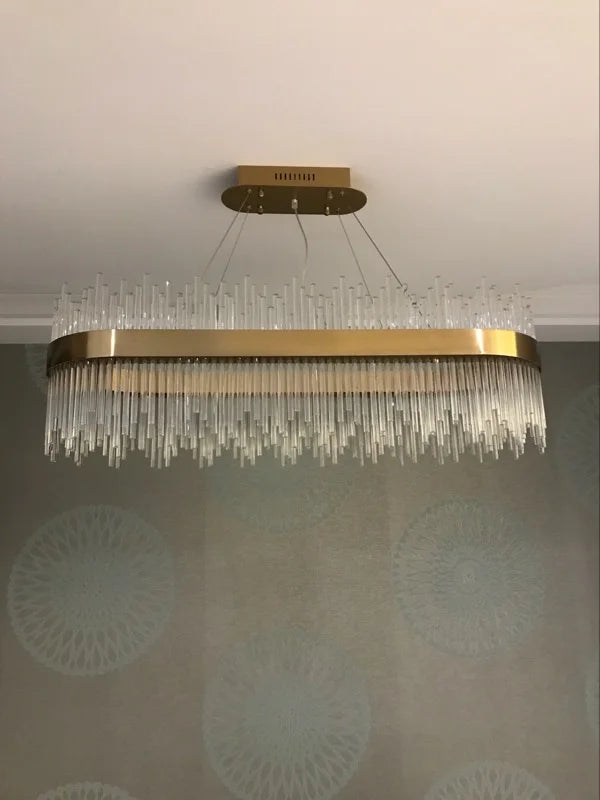 Modern Luxury Drawing Room Glass Led Chandelier Dining Room Led Dimmable Pendant Lamp Lustre Gold Metal Lamp Fixtures Lamparas