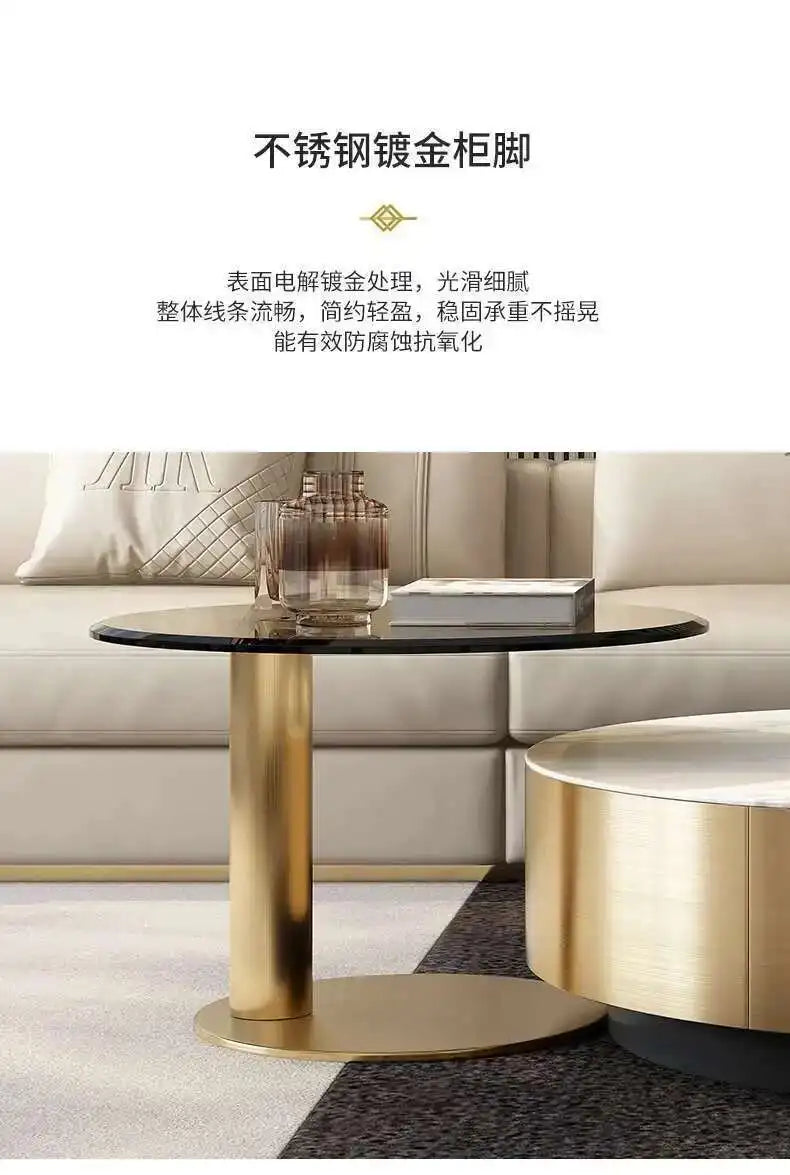 Luxury Round Coffee Table - Designer Metal Base