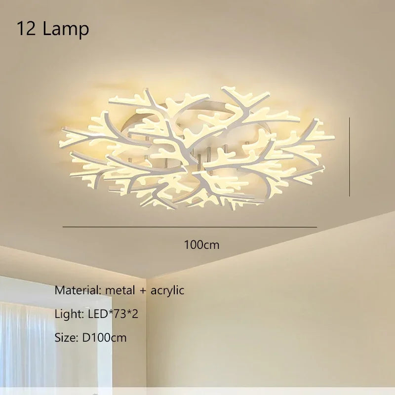 Nordic Minimalist Creative Branch Antlers Ceiling Chandelier Living Room Bedroom Indoor Lighting Led Ceiling Lamp Light Fixture