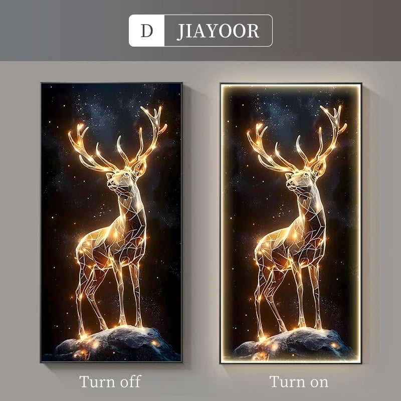 Luxury LED Crystal Porcelain Wall Lamp - Deer Design Decorative Painting