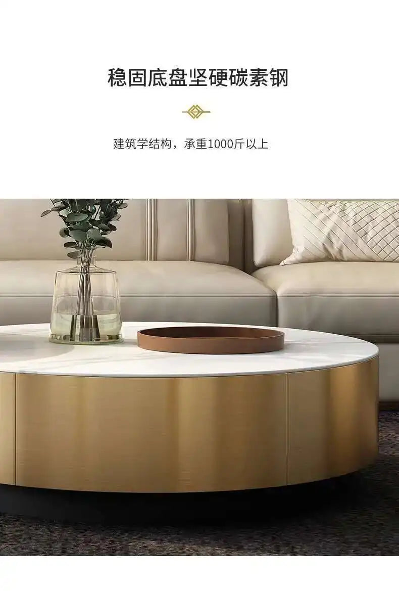 Luxury Round Coffee Table - Designer Metal Base