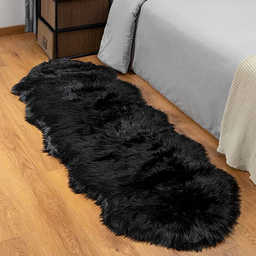 Faux Sheepskin Plush Rug - Fluffy Luxury Carpet for Bedroom & Living Room