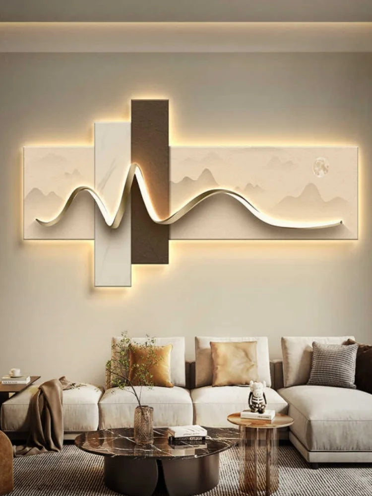 LED Ambient Light Painting - Modern Luxury Sofa Background Wall Art