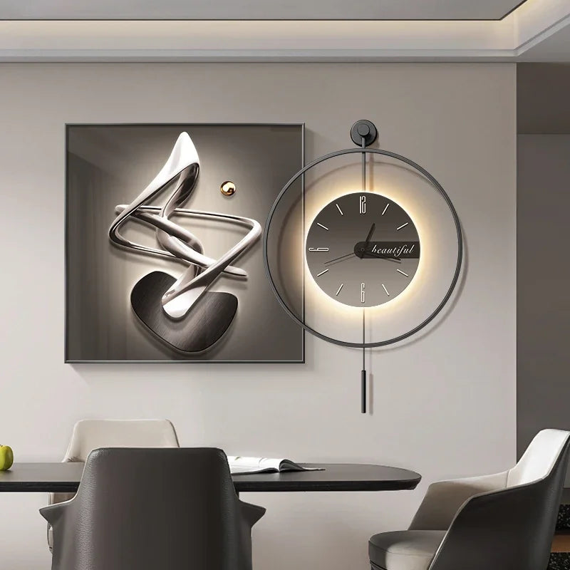 Modern LED Wall Clock - Luxury Restaurant & Living Room Decorative Art
