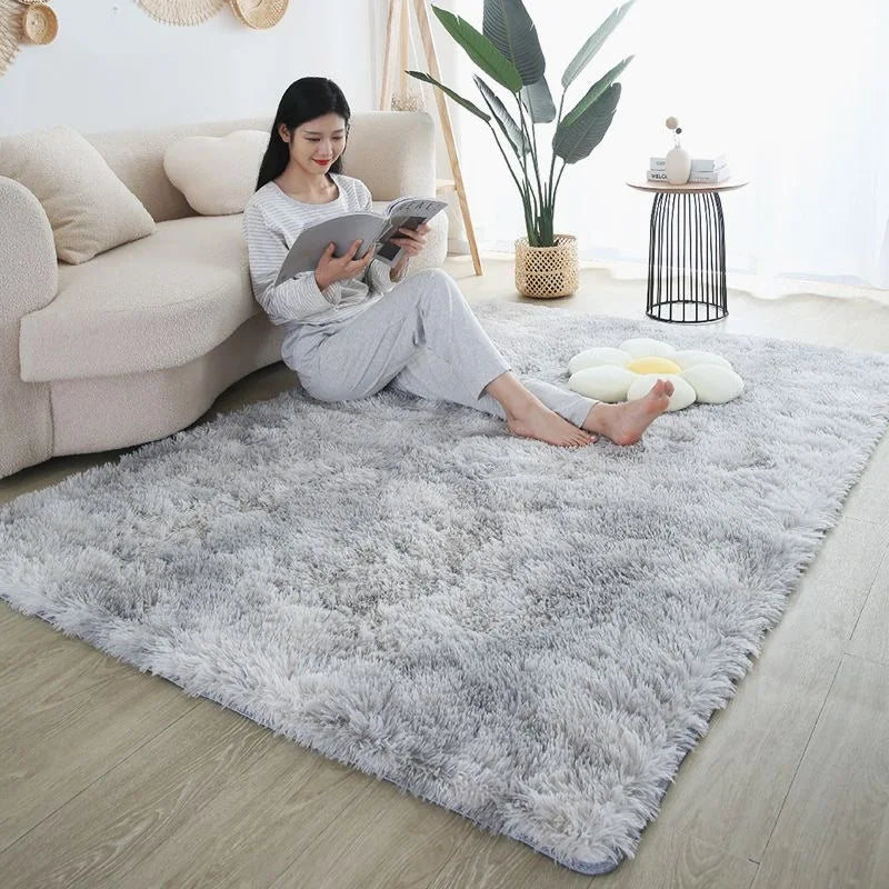 Furry Plush Area Rug - Modern Nordic Style Carpet for Living Room & Bedroom