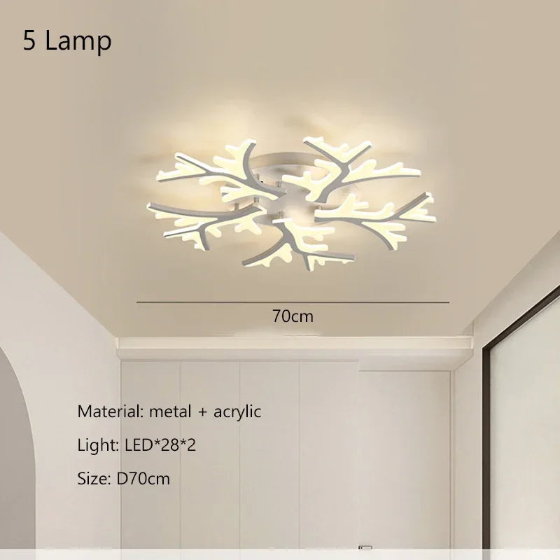 Nordic Minimalist Creative Branch Antlers Ceiling Chandelier Living Room Bedroom Indoor Lighting Led Ceiling Lamp Light Fixture