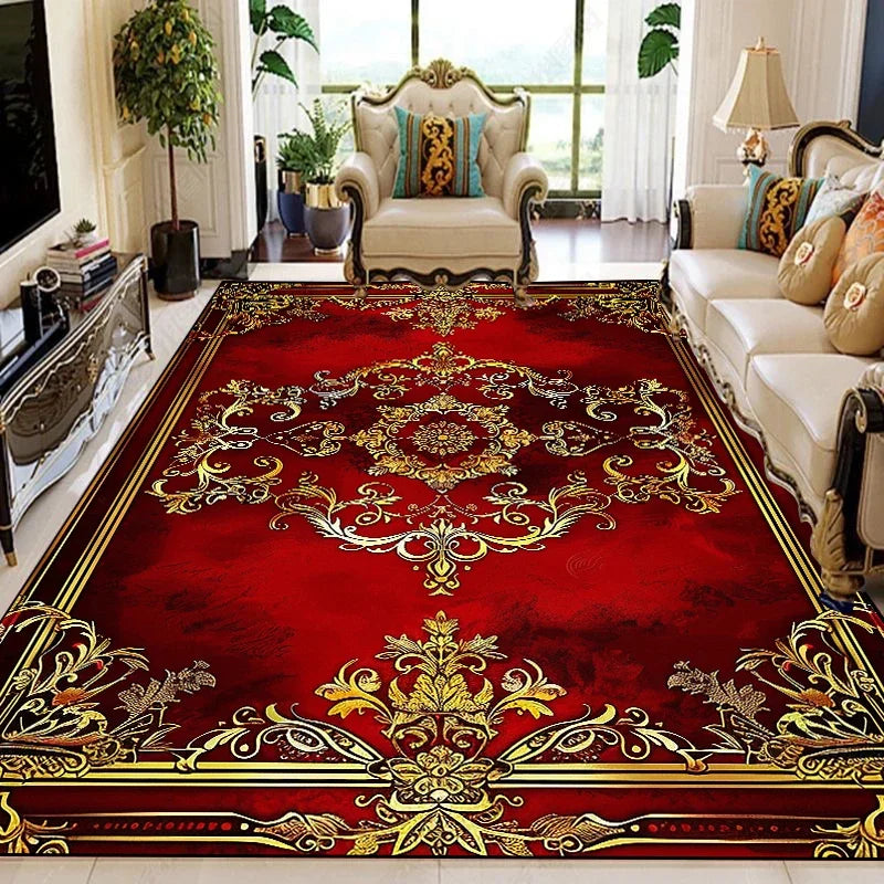 Luxury Floral Area Rug - European Retro Carpet for Living Room & Bedroom