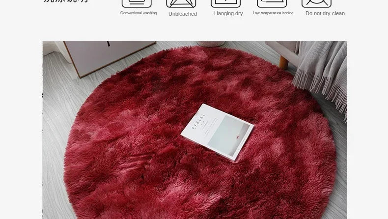 Super Soft Round Plush Rug - Fluffy Area Carpet for Living Room & Bedroom