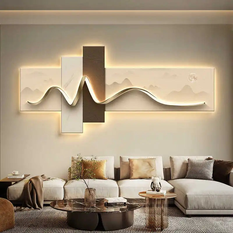LED Ambient Light Painting - Modern Luxury Sofa Background Wall Art