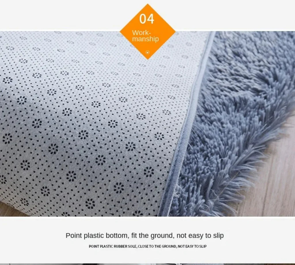Dyed Plush Fluffy Rug - Soft Anti-Slip Carpet for Living Room & Kids Room
