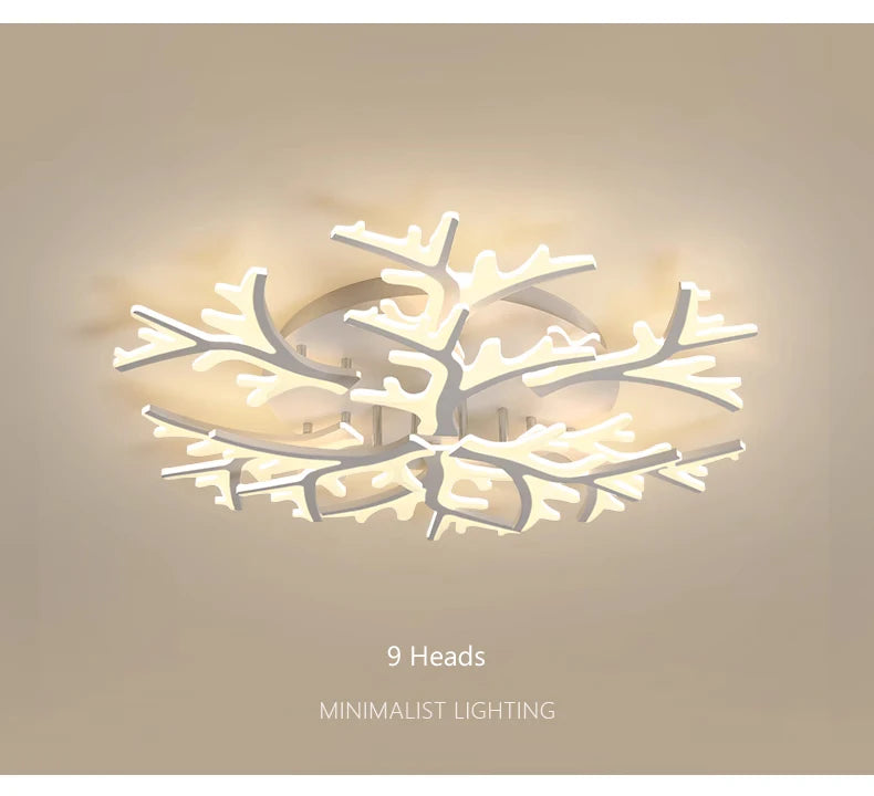 Nordic Minimalist Creative Branch Antlers Ceiling Chandelier Living Room Bedroom Indoor Lighting Led Ceiling Lamp Light Fixture