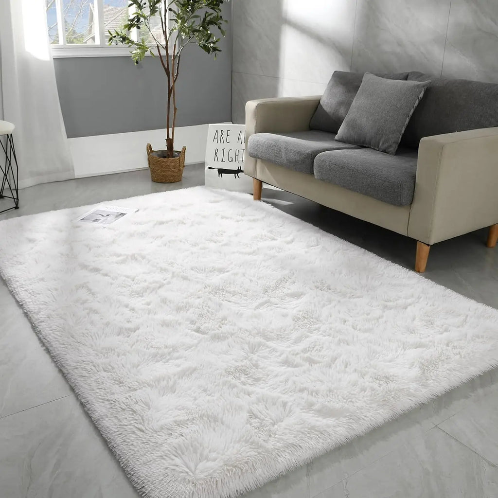Dyed Plush Fluffy Rug - Soft Anti-Slip Carpet for Living Room & Kids Room