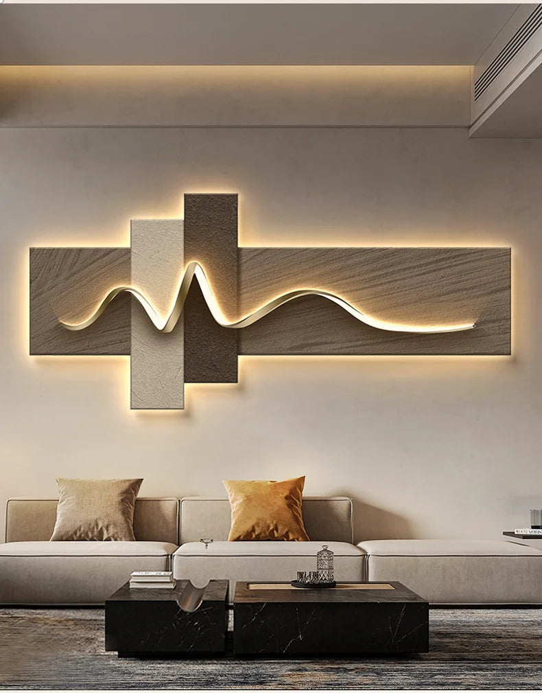 Modern Wabi Sabi LED Wall Art - Luxury Decorative Light Painting