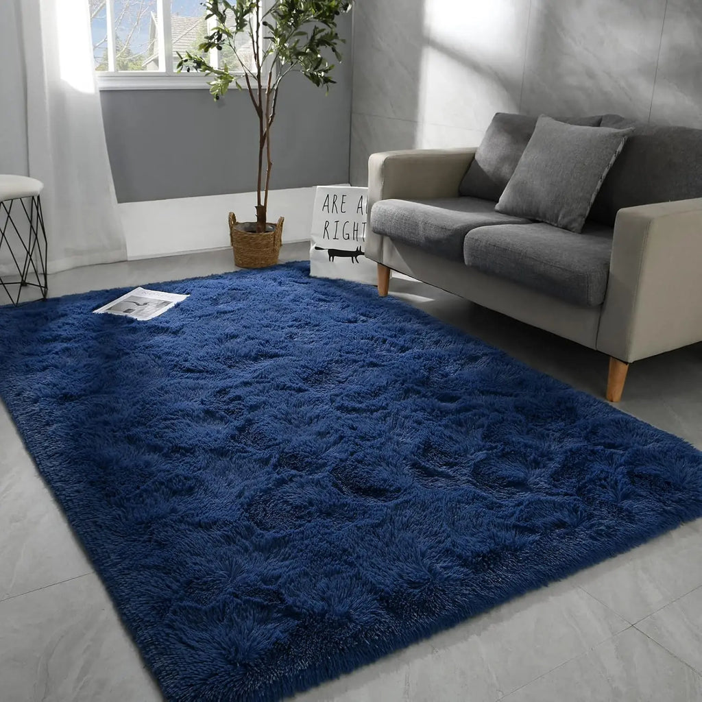 Dyed Plush Fluffy Rug - Soft Anti-Slip Carpet for Living Room & Kids Room