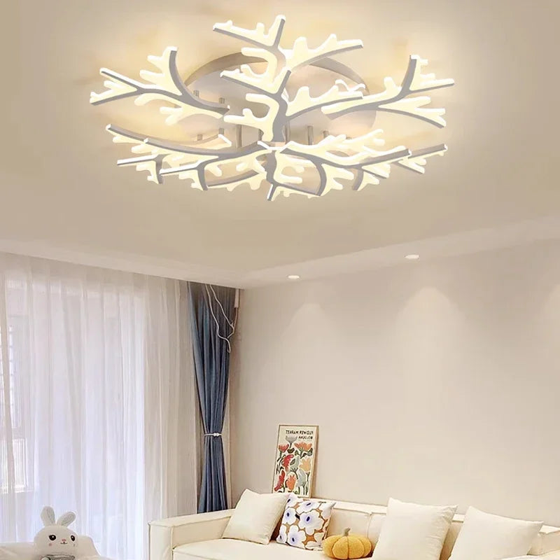 Nordic Minimalist Creative Branch Antlers Ceiling Chandelier Living Room Bedroom Indoor Lighting Led Ceiling Lamp Light Fixture