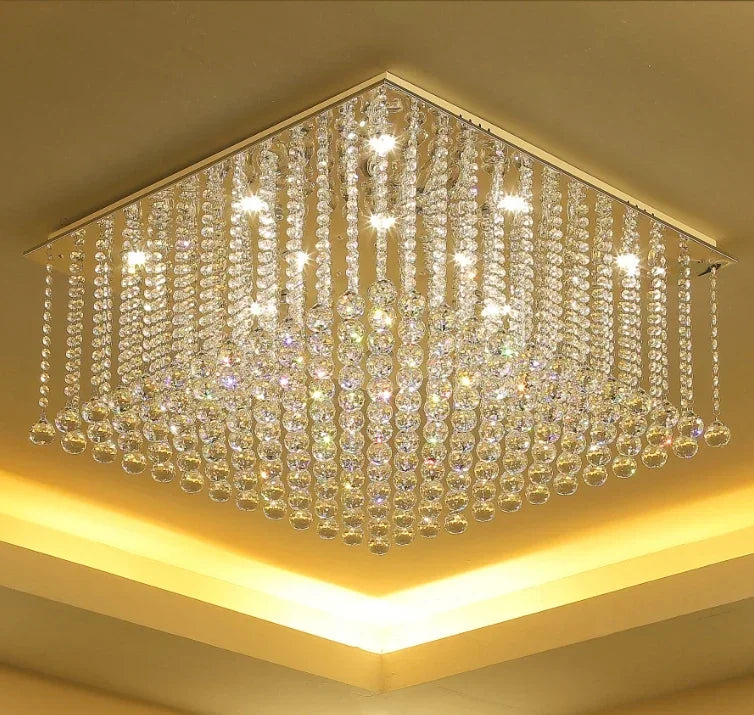 Modern Crystal Chandelier Square Luxury Lamp Indoor Hanging Lighting Equipment For Living Room Dining Room Lobby Ceiling Lustres