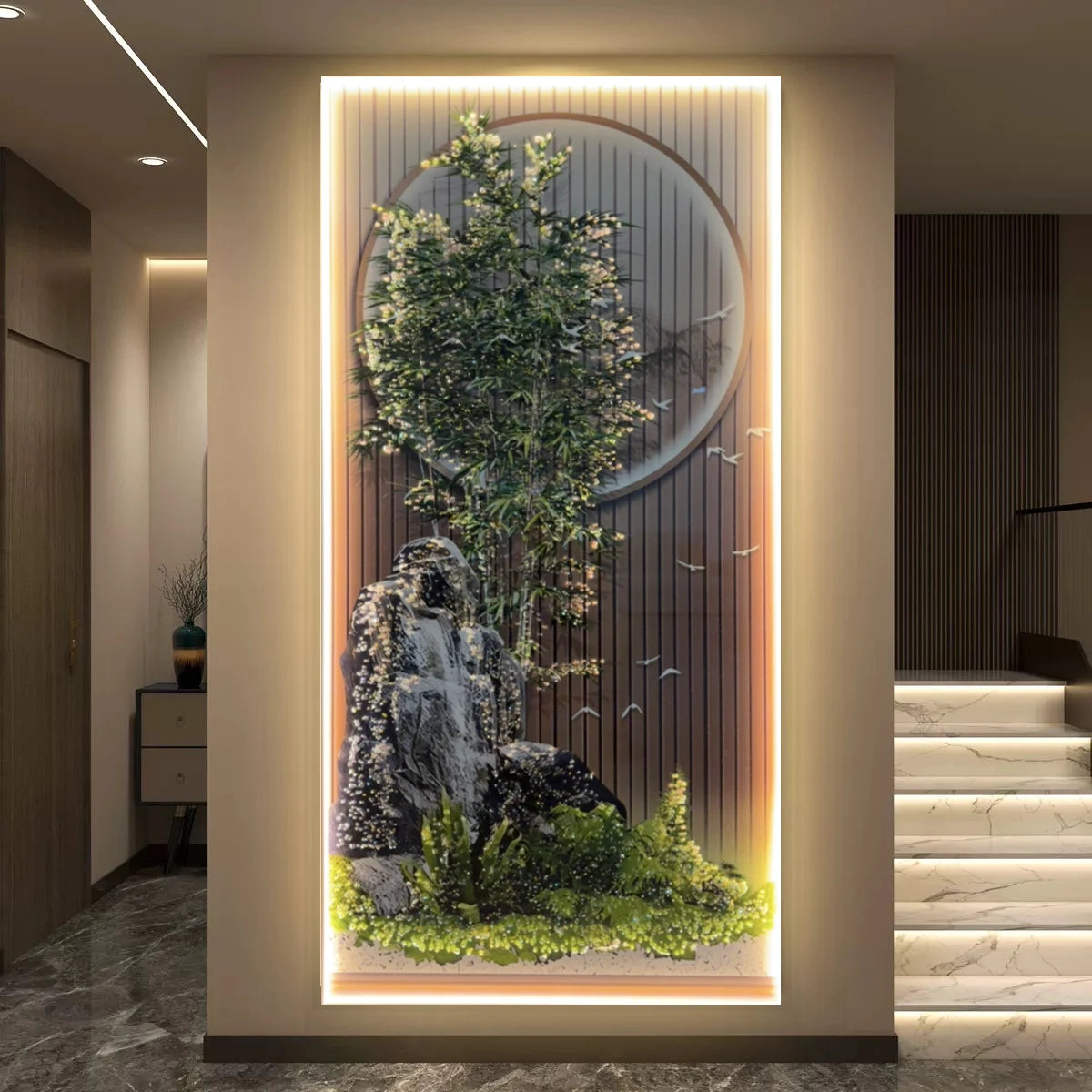 Bamboo LED Wall Art - Landscape Scenery Decorative Painting with Lights