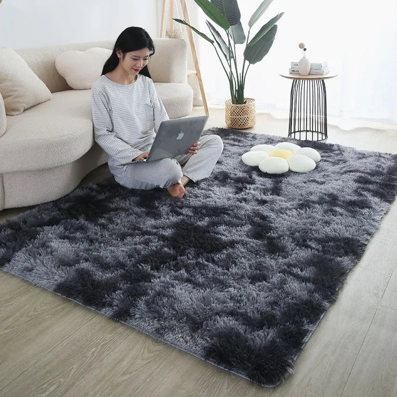 Furry Plush Area Rug - Modern Nordic Style Carpet for Living Room & Bedroom