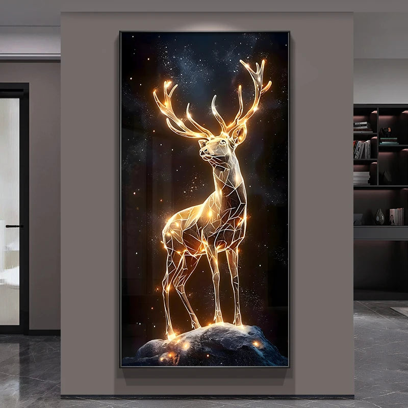 Luxury LED Crystal Porcelain Wall Lamp - Deer Design Decorative Painting