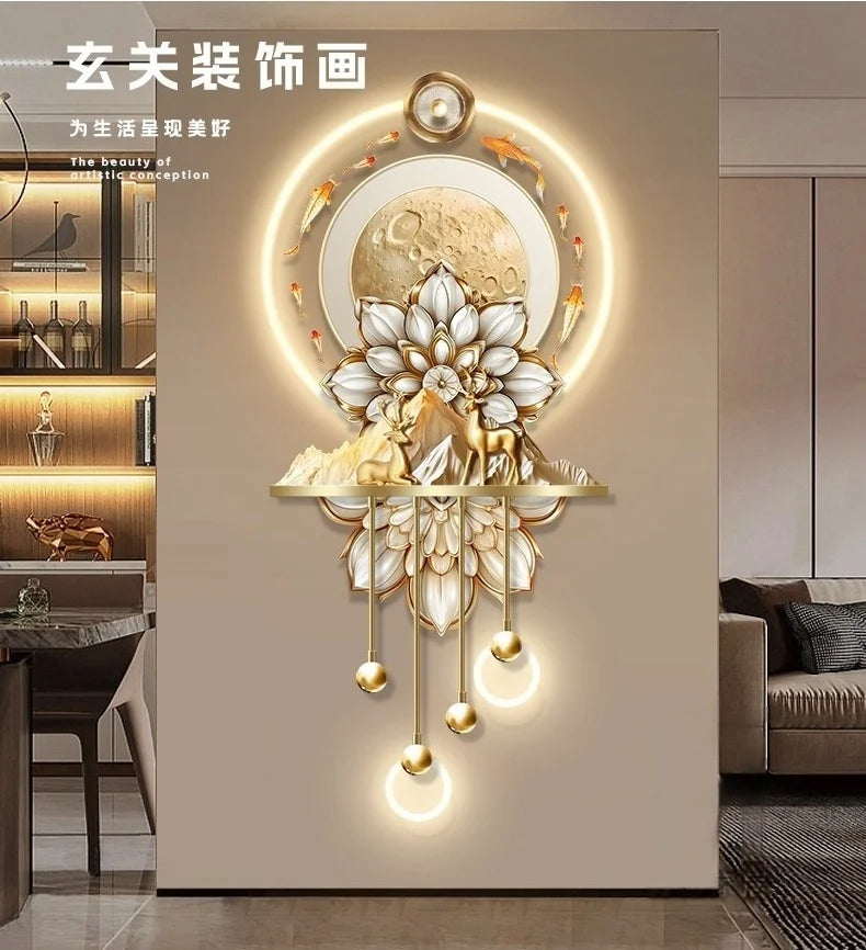 Luxury LED Wall Art - Nine Fish Design Entryway Decorative Painting