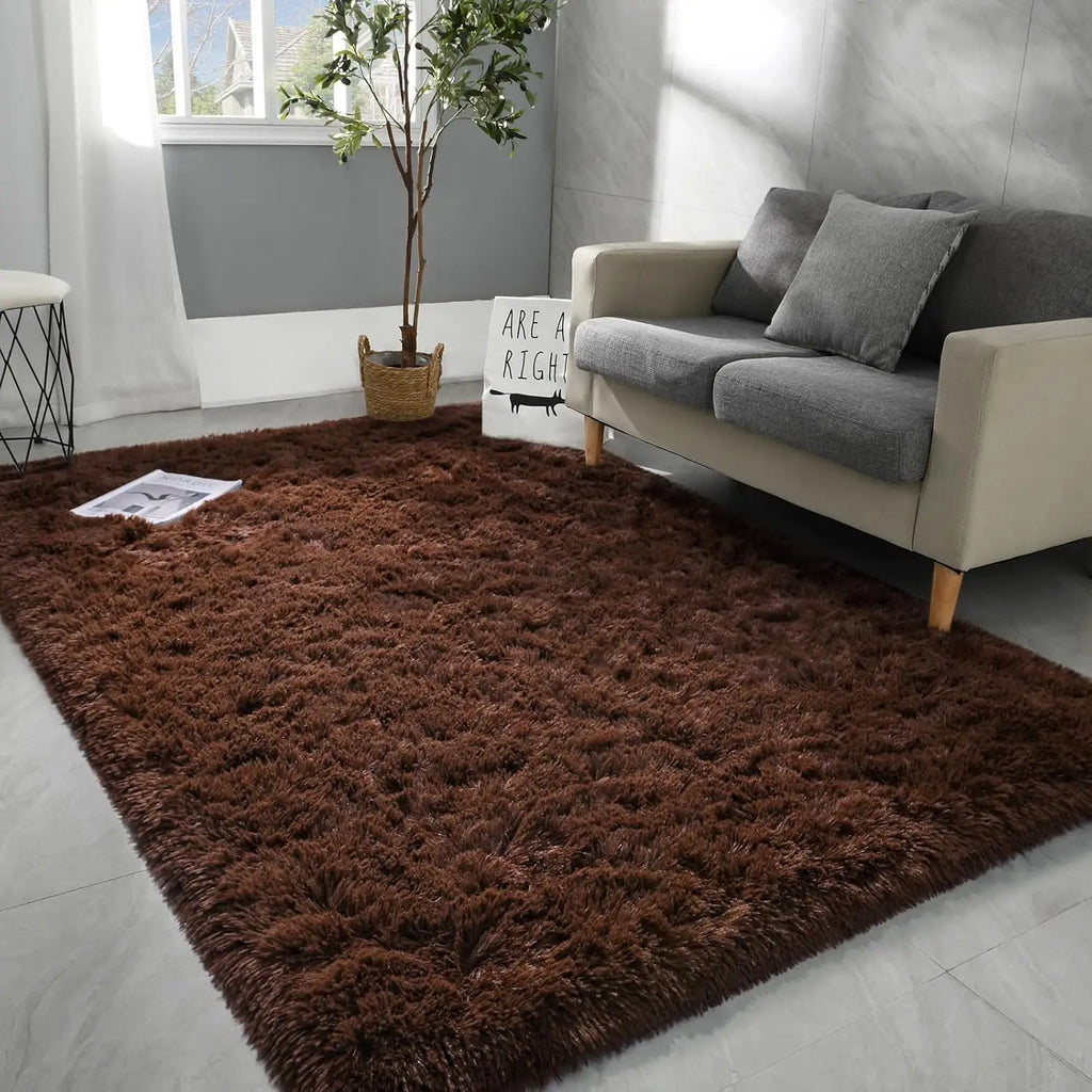 Dyed Plush Fluffy Rug - Soft Anti-Slip Carpet for Living Room & Kids Room